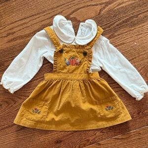 Starting out 24m Adorable Mustard Pinafore Dress with White Top